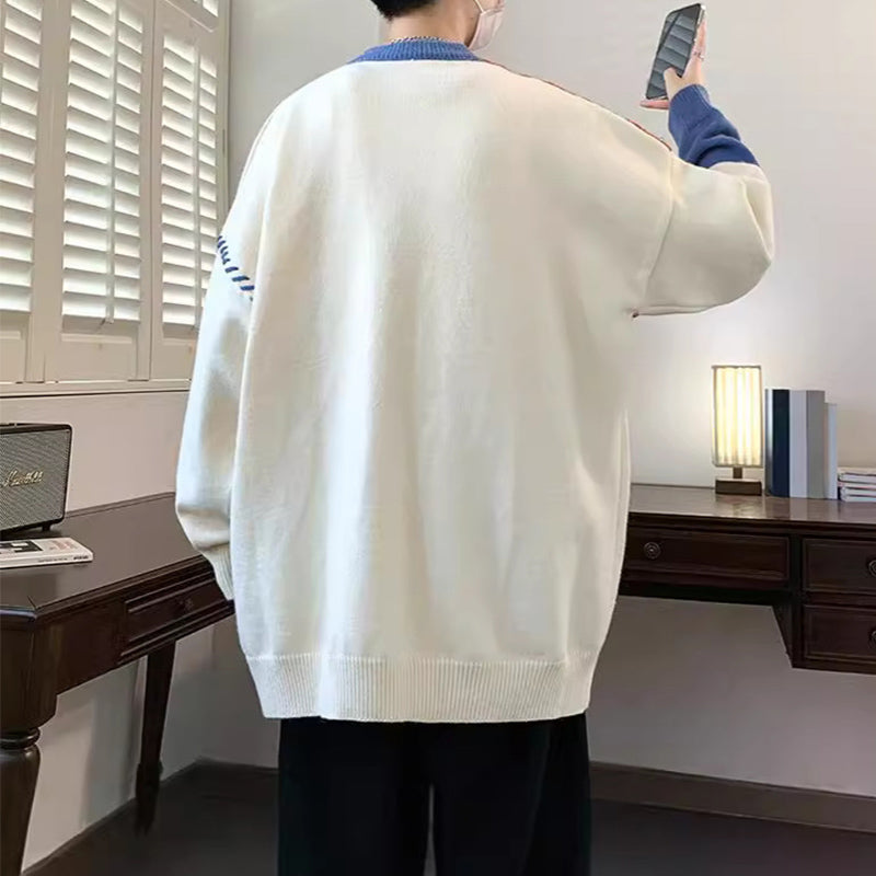 Colorblock Knit Sweater – Winter Pullover Long Sleeve Fashion Top