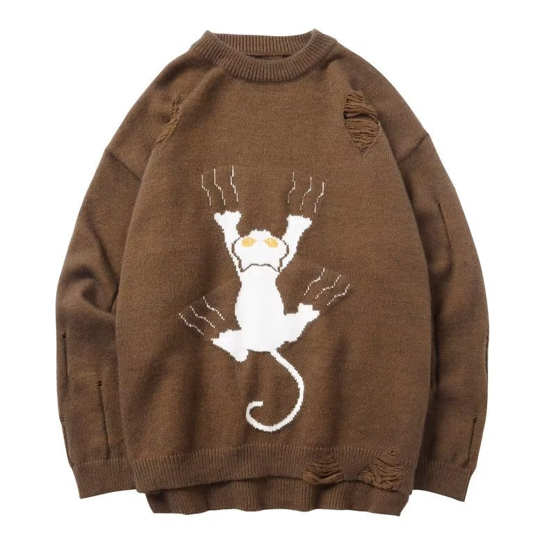 Loose Fit Printed Sweater – Casual Lazy Style Pullover