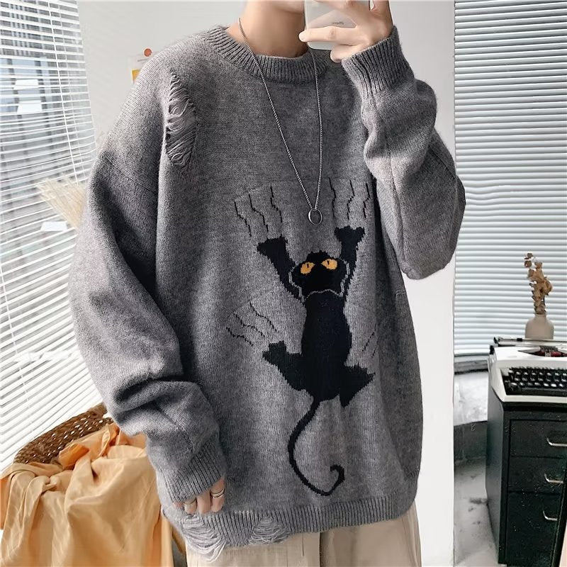 Loose Fit Printed Sweater – Casual Lazy Style Pullover