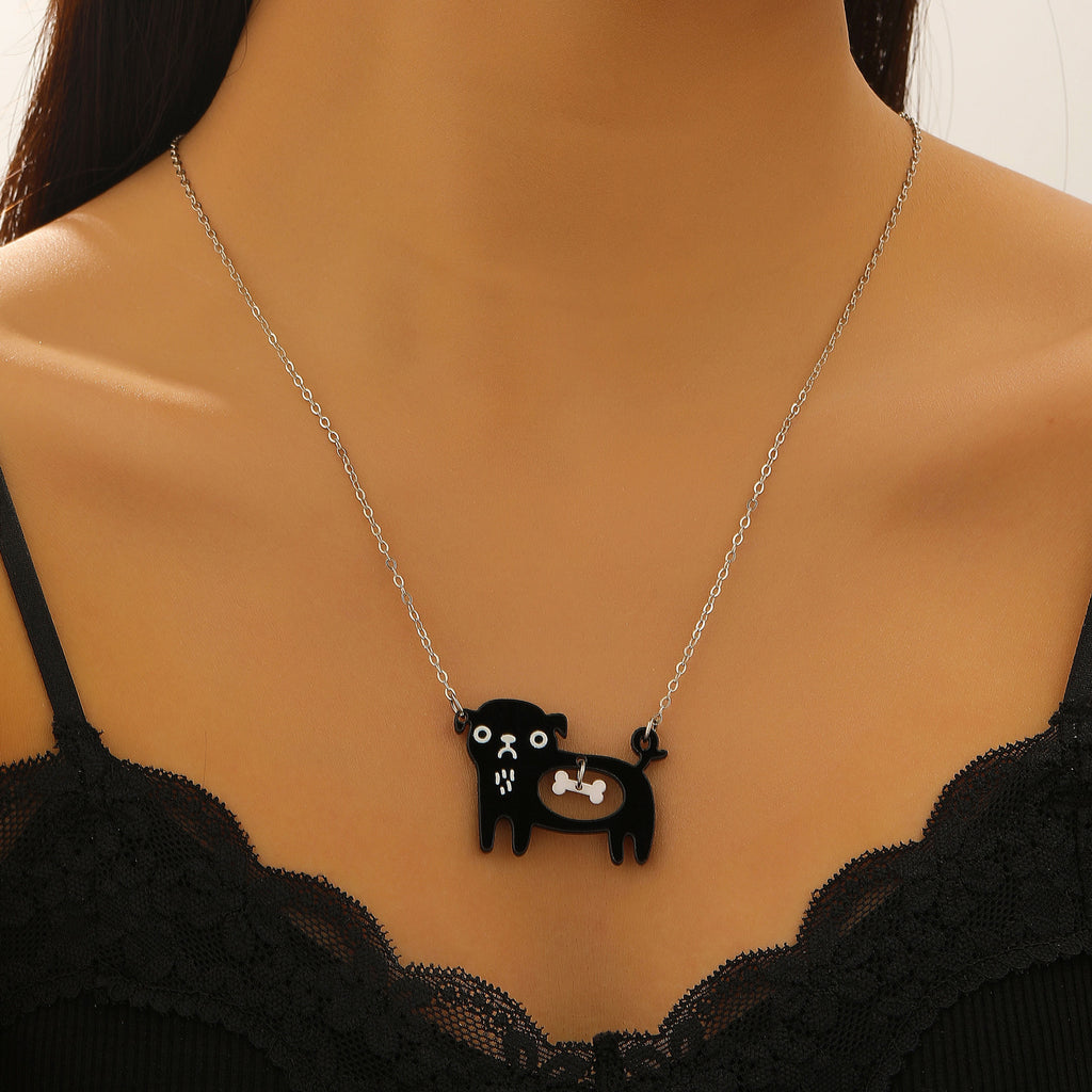 Cute Dog & Cat Cartoon Necklace – Creative Pendant Collarbone Chain for Pet Lovers
