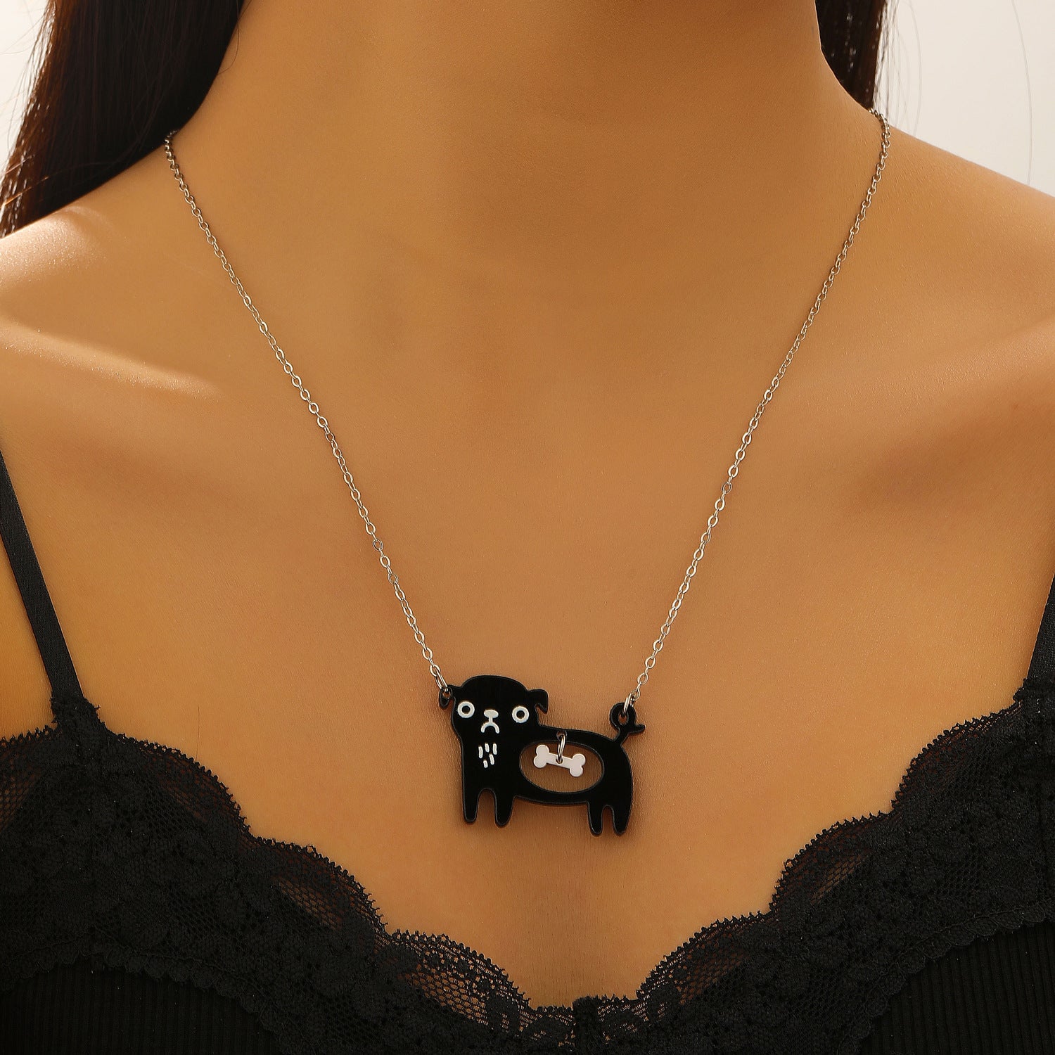 Cute Dog & Cat Cartoon Necklace – Creative Pendant Collarbone Chain for Pet Lovers