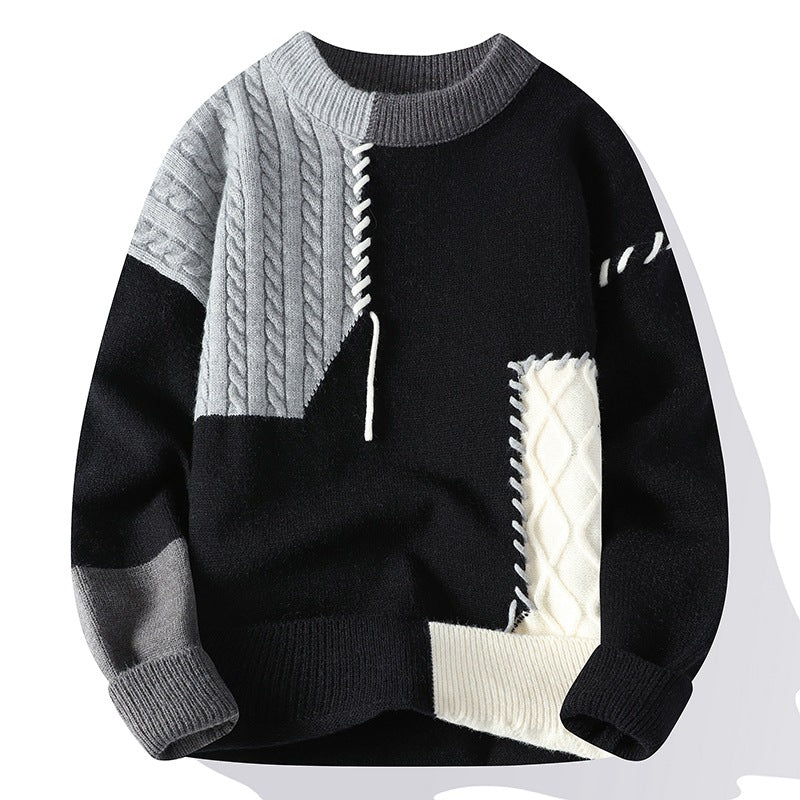 Colorblock Knit Sweater – Winter Pullover Long Sleeve Fashion Top