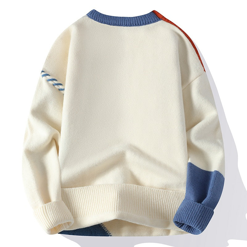Colorblock Knit Sweater – Winter Pullover Long Sleeve Fashion Top
